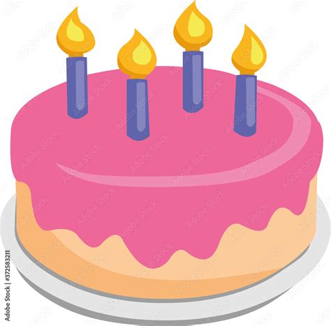 Vector Emoticon Illustration Of A Birthday Cake Stock Vector Adobe Stock