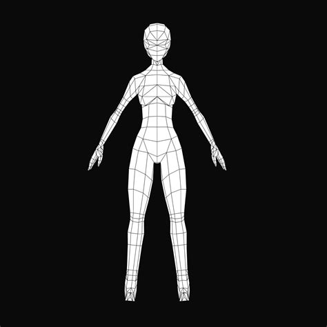 Humanoid Female Character Low Poly D Base Mesh D Model Blend