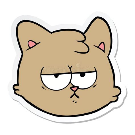 Sticker Of A Cartoon Cat Face Stock Vector Illustration Of Decal