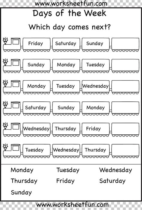 Names Of The Days Of The Week Worksheet Calendar Month Png Clipart