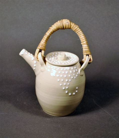 Handmade Ceramic Teapot Rattan Handle Teapot White Teapot Kitchenware