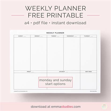 20 Weekly Planner Printable Free Download Printable Calendar Templates ️