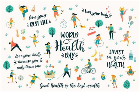 World Health Day With People Leading An Active Healthy Lifestyle And