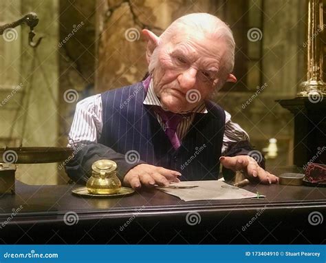 Stern Goblin Teller In Gringotts Bank From Harry Potter Film Editorial