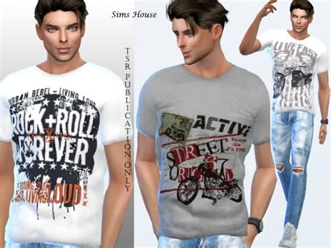 Mens Retro Grunge T Shirt By Sims House At Tsr Sims 4 Updates