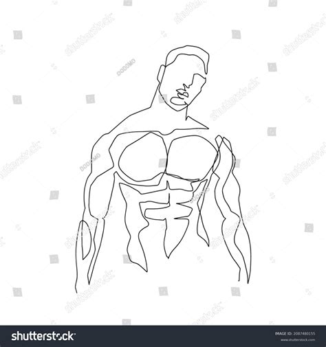Continuous Line Male Figure Naked Strong Stock Vector Royalty Free