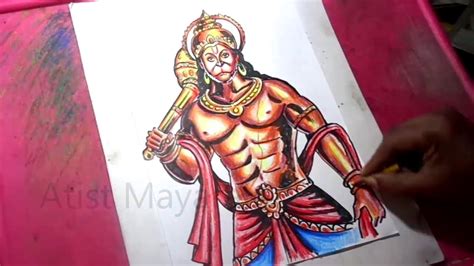 How To Draw Lord Veera Hanuman Anjaneya Art Color Painting Full Size
