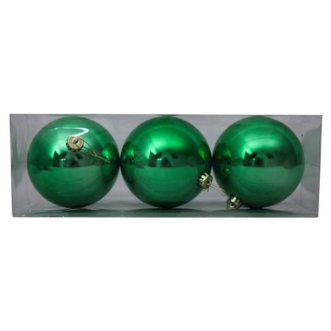 120mm Christmas Baubles Green 3 Balls Gloss