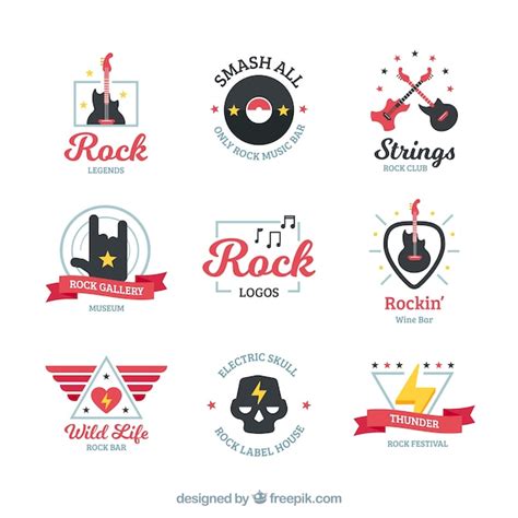 Rock Logo Collection With Flat Design Vector Free Download