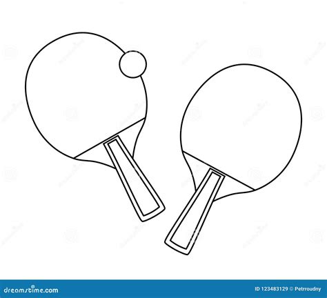 Vector Outline Design Of Table Tennis Bats And Ball Stock Vector