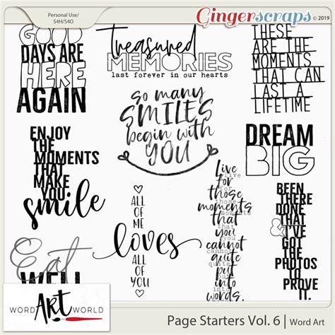Page Starters Vol 6 Word Art Word Art Words Scrapbook Quotes
