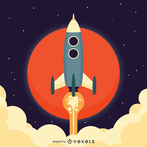 Flat Rocket Space Illustration - Vector Download