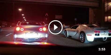 Awesome Night Drag Racing Bugatti Veyron Vs Nissan Gt R