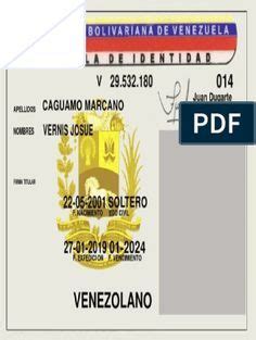 Cedula Venezolana V Pdf Venezolana Formato De Carta Carnet De