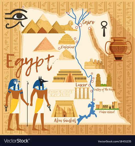 Stylized Map Of Egypt With Different Cultural Vector Image