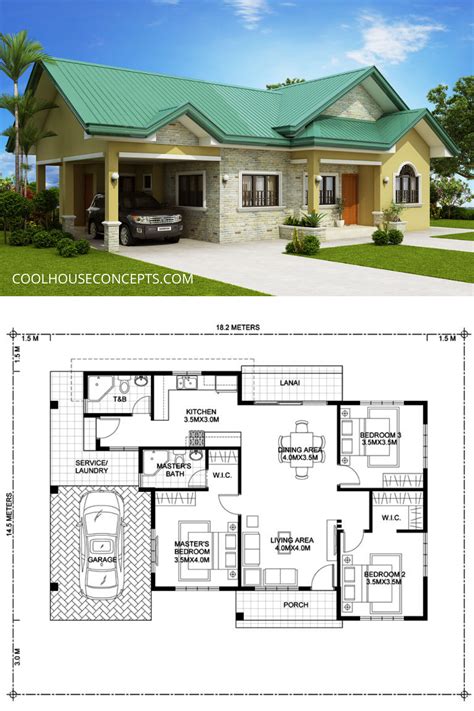 One Story House Plan Beds Baths Floor Area Sq M Lot Area Sq M Modern