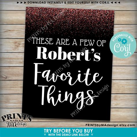 Favorite Things Sign These Are A Few Favorite Things Custom Printable