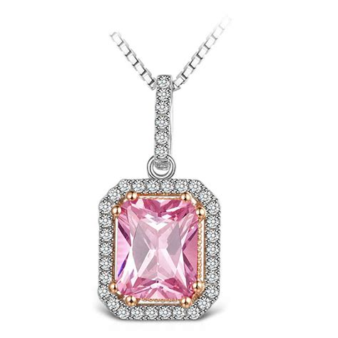 Zircon Necklace Royal Pink Emerlad Mm Diamond Necklace