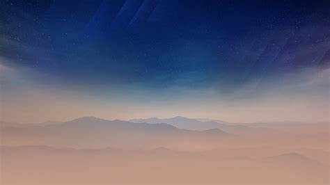 Download Wallpaper 1366x768 Samsung Stock Horizon Sunset Mountains