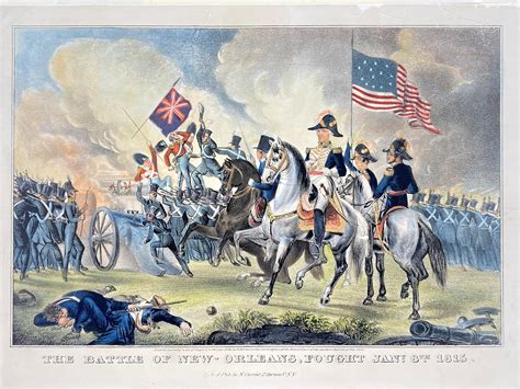 Lot Currier And Ives The Battle Of New Orleans Hand Colored Lithograph