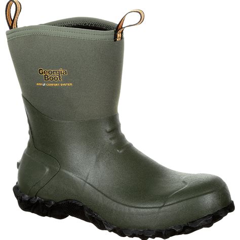 Georgia Mens 10in Waterproof Mid Rubber Boots — Green Size 10 Model