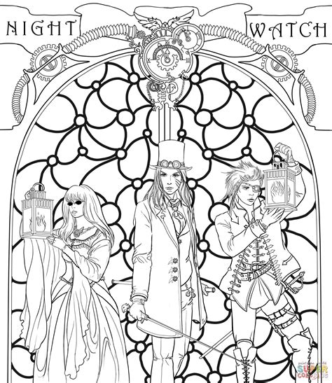 Steampunk Night Watch Crew Coloring Page Free Printable Coloring Pages