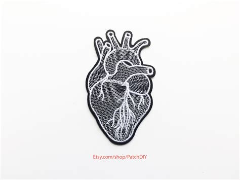 home and garden anatomical heart iron on sew on embroidered patch applique punk sewing tools
