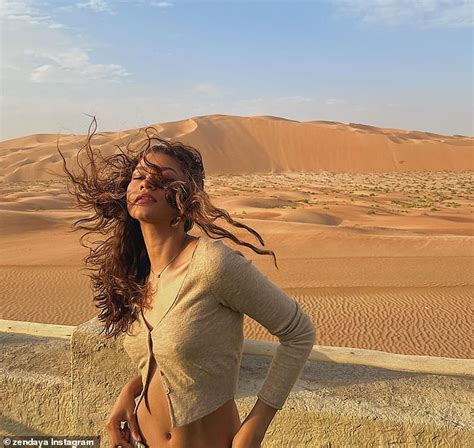Zendaya Goes Braless In Gold Top As She Poses On Dune Part Two Set