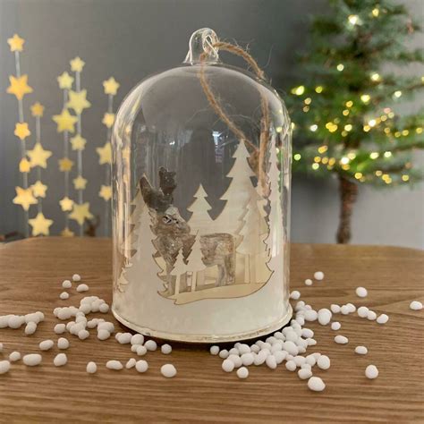 Stag In Forest Hanging Snow Globe By Nest