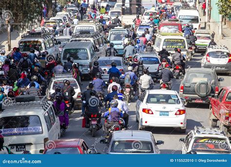 View Of Traffic Jam On The Day Time In Kathmandu Nepal Crowded