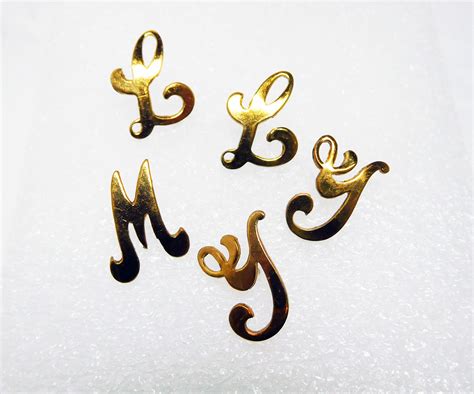 Gold Initial Pins Tack Back L Y M 5 Vintage Script Initial Small Pins
