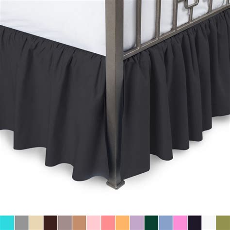 Ruffled Bed Skirt With Split Corners Full Black 14 Drop Blissford