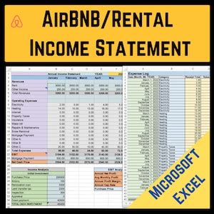 Airbnb Rental Income Statement Tracker Monthly Annual Etsy