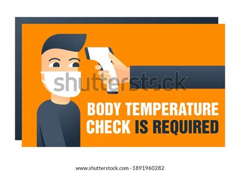 Body Temperature Check Required Sticker Temperature Stock Vector