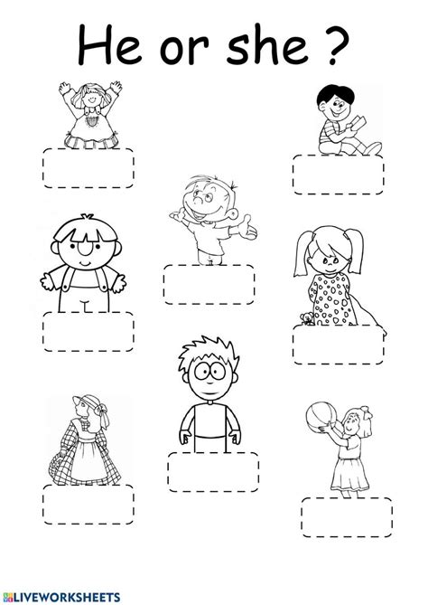 Pronouns He She Ficha Interactiva English Worksheets For