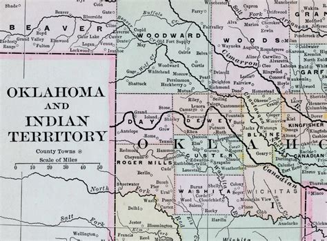 1901 Antique Map Of Oklahoma And Indian Territory Etsy Canada