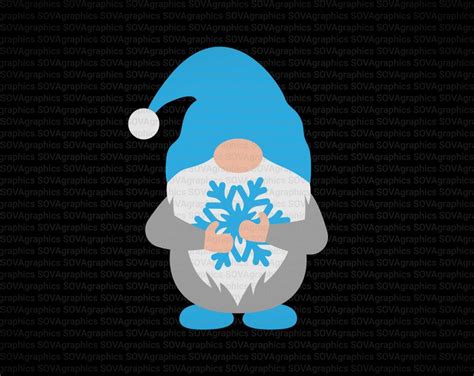 Gnome Svg Winter Gnome Svg Gnome With Snowflake Svg Nordic