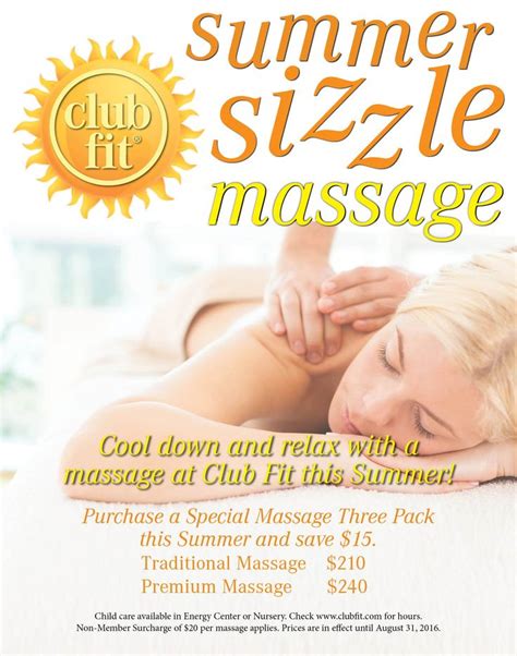 Massage Special For Summer 2016 Club Fit Jefferson Valley Special Massage Massage Fitness