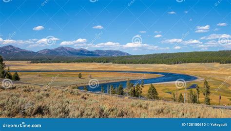 Yellowstone River Flowing Through The Hayden Valley Stock Photo Image