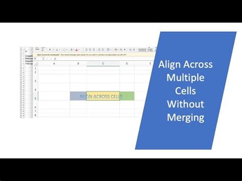 Ms Excel How To Align Text Across Multiple Cells Without Merging Youtube