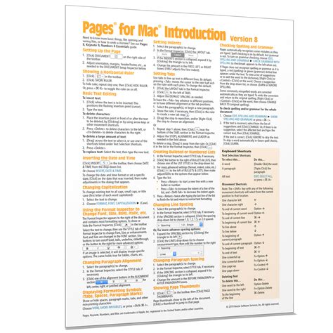 Pages Mac 8 Quick Reference Cheat Sheet Guide Card Beezix