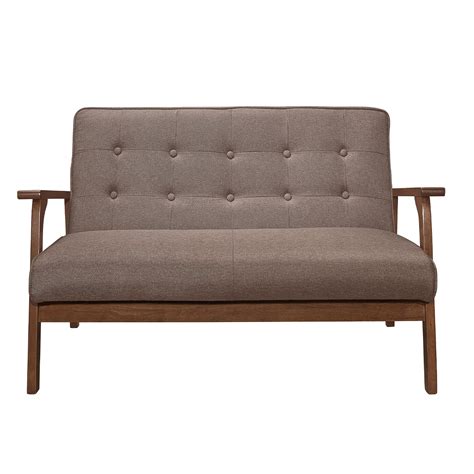 Bedroom Loveseat Sofa For Small Space Segmart Brown Upholstered 2 Seat