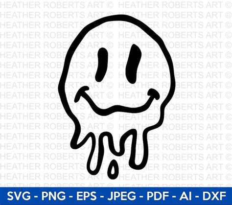 Dripping Smiley Face Svg Scary Face Svg Groovy Face Etsy Australia