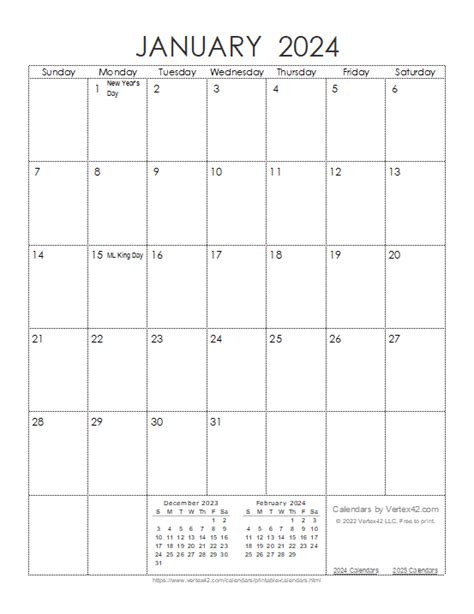 Printable 2024 Monthly Calendar