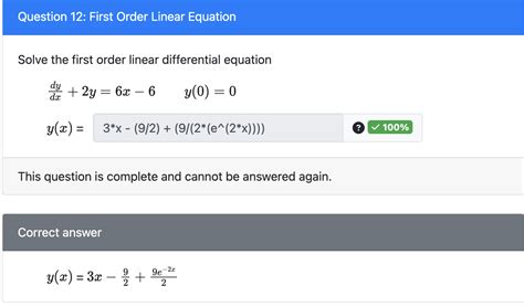 Solved Question 12 First Order Linear Equation Solve The