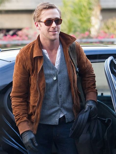 Ryan Gosling Brown Suede Leather Jacket Ryan Gosling Style Ryan Gosling Mens Fashion