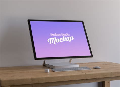 Free Surface Studio On Table Lcd Mockup Psd Good Mockups