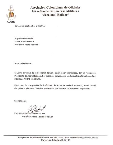 Carta Seccional BolÍvar Acore Colombia