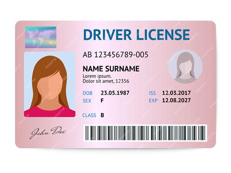 Premium Vector Flat Woman Driver License Plastic Card Template Id