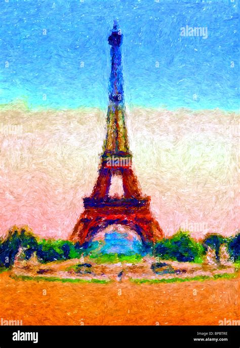 Peinture De Style Impressionniste Eiffel Tower Paris France Photo Stock